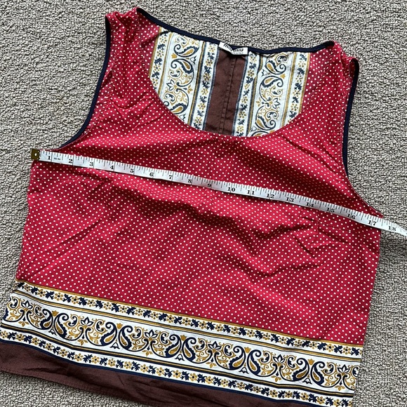 Vintage new Miu Miu 90's Y2K boho cottagecore paisley polka dot boxy crop tank - Picture 11 of 11